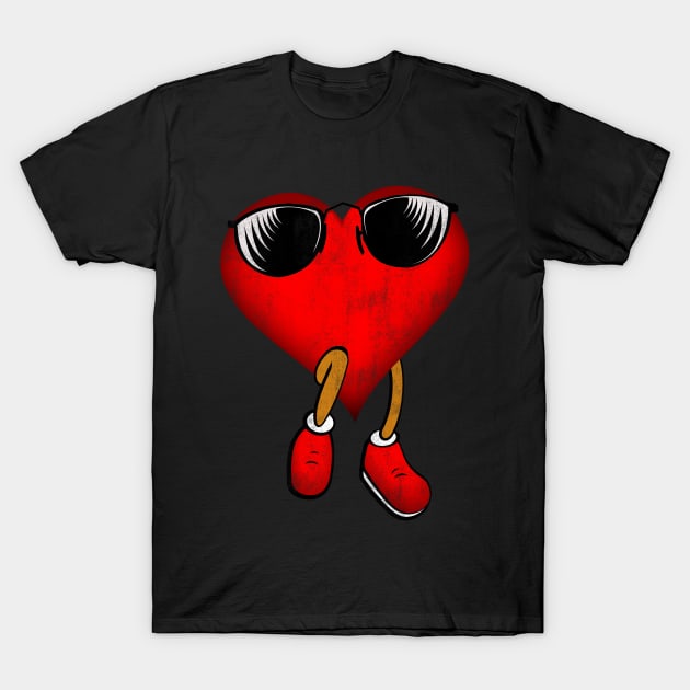 Heart Sunglasses Funny Retro Vintage Valentines Day T-Shirt by FromHamburg